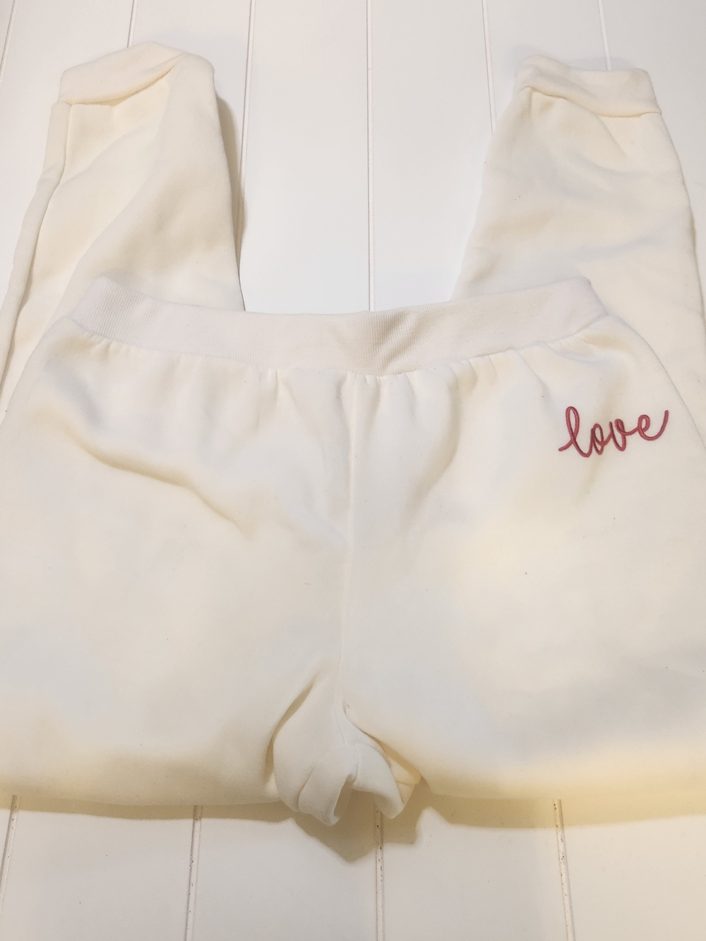 Bobbie Brooks Cream Lounge Shorts with Pink 'Love' Detail